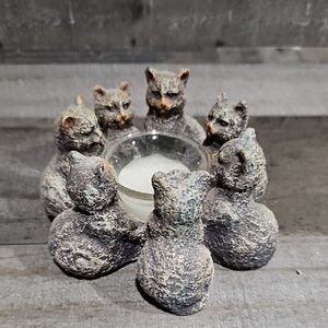 Cat Circle Candle Holder - Rustic Patina